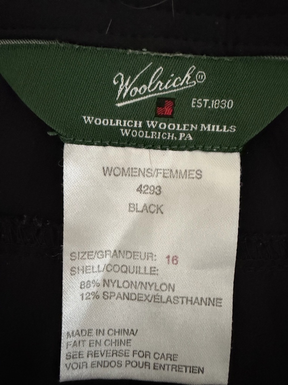WOOLRICH Black Stretch Capris Cropped Pants Outdoor Hiking Casual womens 16 - Picture 5 of 9